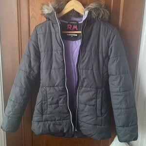 RM MROSEMONT 1958 Performance Girls 16 Grey Hooded Jacket W/Purple Trim Pocket